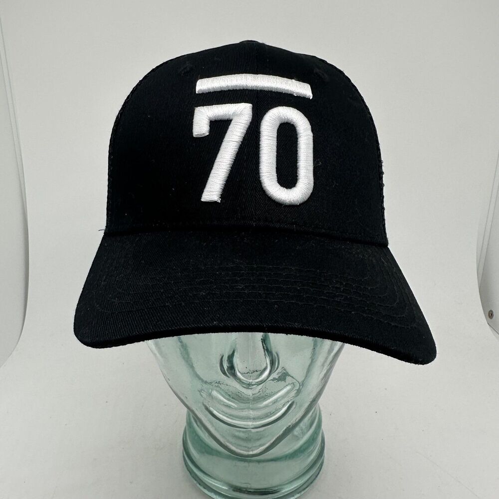 SubSeventy Hat Cap Snap Back Mens One Size Black Mesh Trucker 70 Logo Golf